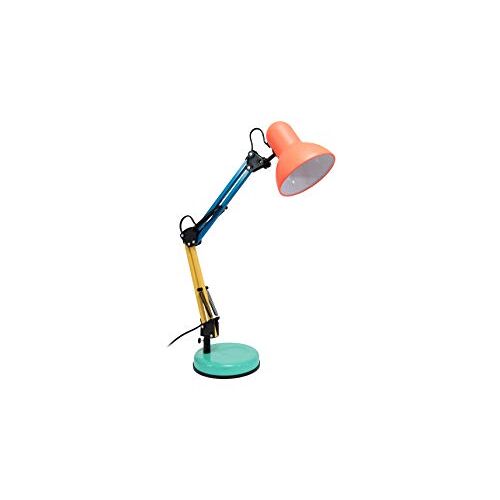 Fisura Vintage bureaulamp "Ralph". Flexo lamp compatibel met E27 lampen. Metalen bureaulamp, 14 cm x 14 cm x 57 cm. (Koraal, geel, blauw en groen)