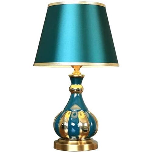 SUNMME Tafellamp Tafellampen Tafellamp Bedlamp Keramiek Tafellamp Stof Lampenkap Bureaulamp E27 Bureaulamp Nachtkastje Lamp Oogbescherming Nachtkastje Lamp Bureaulamp (Kleur : Blauw, Maat : Dimmer S