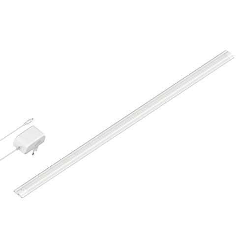 ledscom.de LED-kastarmatuur SIRIS wit mat met voeding, vlak, 90cm, 963lm, warm-wit