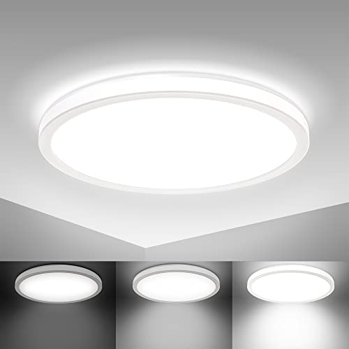 B.K.Licht I LED Paneel I plafondlamp I dimbare plafoniere I lampen dimbaar I ultra vlak I indirect licht I plafonniere I Ø29.3cm I 4.000K I 2.400 lumen I 18W LED I opbouw plafondlampen