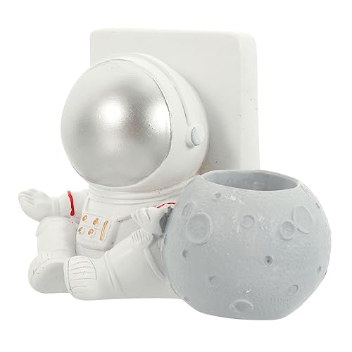 NUOBESTY Astronaut Beugel Houder Voor Mobiele Astronauten Houder Voor Mobiele Telefoons Van Astronauten Ruimtevaarder Astronaut Sculptuur Pennenhouder Hars Lichte Luxe Speelgoed Wit Kind