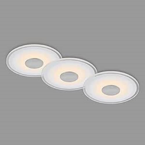 Briloner Set van 3 LED inbouwspots plafond, 650 lumen inbouwspots led, LED inbouwspot badkamer, inbouwspot badkamer IP44, aluminiumkleurig, 120x36 mm (DxH)