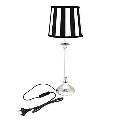 DRULINE Tafellamp tafellamp lamp bedlampje met lampenkap zwart/wit 1 x E27 B/H/D ca. 18 x 48 x 18 cm Shabby Chic Vintage