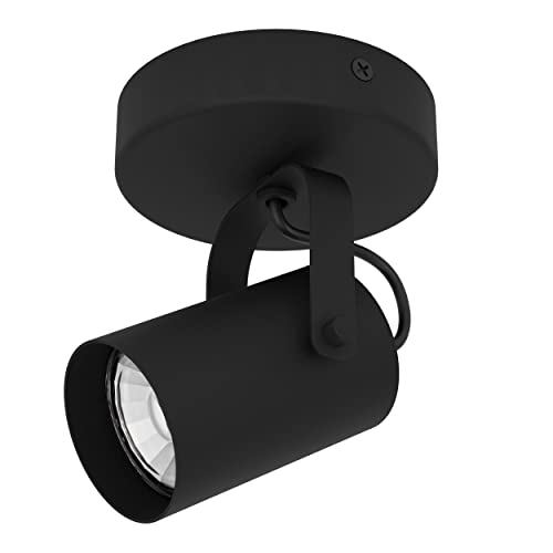 Eglo LED plafondlamp Sorego, plafond lamp met zwenkbare spot, plafondverlichting van zwart staal, plafondspot met GU10 lichtbron, warm wit