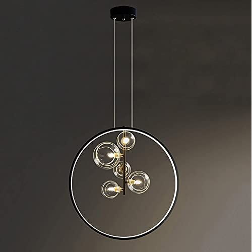 qudkdhs LED moderne hanglamp armaturen, zwarte LED hanglamp armaturen licht glas bubble lampenkap moderne spoetnik hanglamp armaturen eetkamer stoffen winkel hangende hanglamp armaturen verlichting