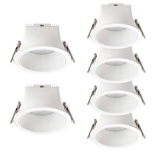 USMJQVZ Verlichting 6-pack LED-retrofit inbouwverlichting 7W, 12W, 18W LED-plafondlamp, 3,1 inch LED-blikverlichting, gladde afwerking, LED-kamerverlichting, voor verbeterd huis