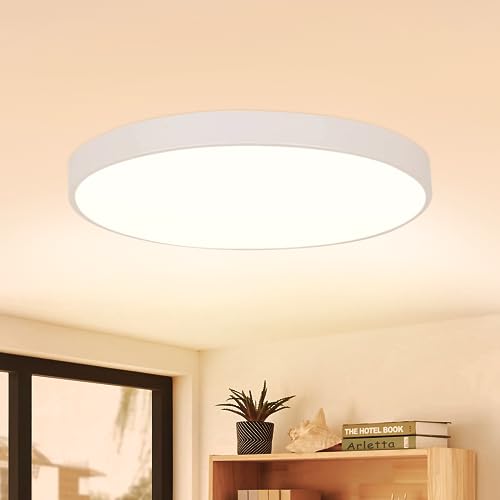 CBJKTX LED Plafondlamp Warm Wit 12W Badkamerlamp IP44 Waterdicht 21cm Ronde Moderne Keukenlamp Plat voor Keuken Woonkamer Badkamer Hal Balkon Badkamer