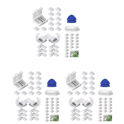 Beelooom 3X LED Light Strip Connectors 4 Pin RGB LED Lights Connectors, Gapless, L-vorm connectoren voor SMD 5050 LED Strip
