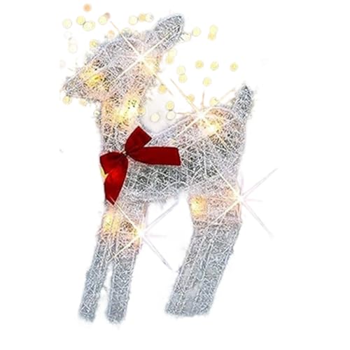 Bonkshire Verlichte Kerst 2D Rendieren Buitendecoraties, Voorverlichte Kerst Rudolph & Kerstslee met Verlichting, Babyhert
