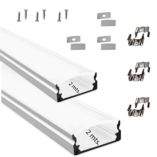 Litner LED-aluminium profiel voor LED-kanalen met diffuser, ondoorzichtig, 4 m, met houder