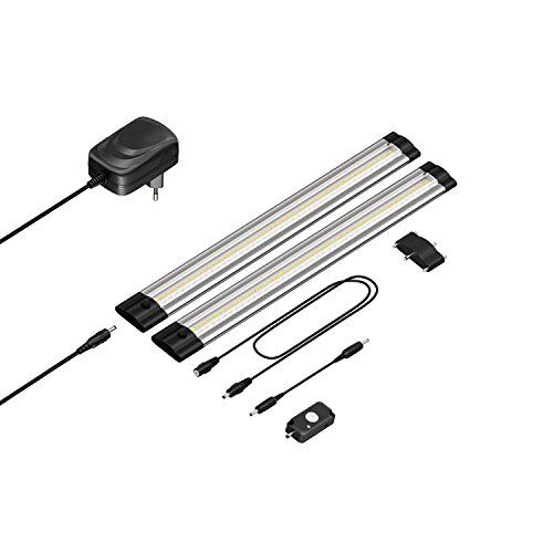 Parlat LED-kastarmatuur Siris, bewegingsmelder, vlak, 30cm, 368lm per stuk, warm wit, set van 2