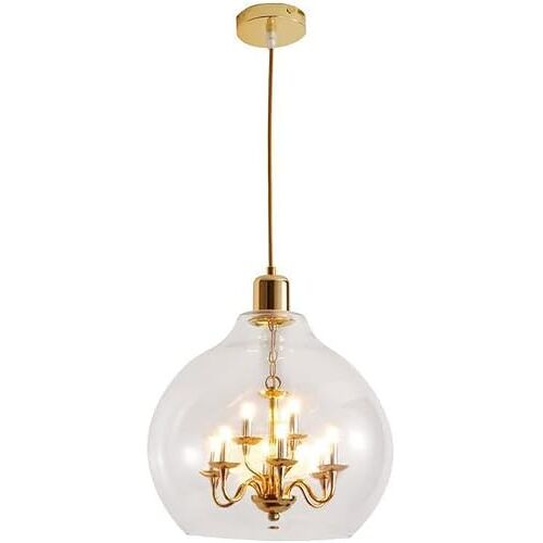 SHGDAIO WANGLL Moderne eenvoudige hanglamp Helder glazen kap Hanglamparmaturen Verlichting met metalen plafondlamp voor vintage loftarmatuur voor eettafel Enkele kroonluchter