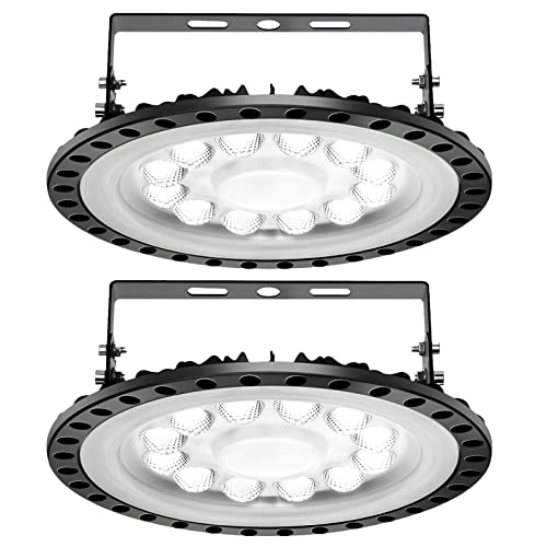 papasbox 2 stuks LED werkplaatsplafondlamp werkplaatslamp   UFO LED industriële lamp 50W hal licht industriële hal verlichting werkplaatsverlichting werkplaatslamp, koud wit 6000-6500K