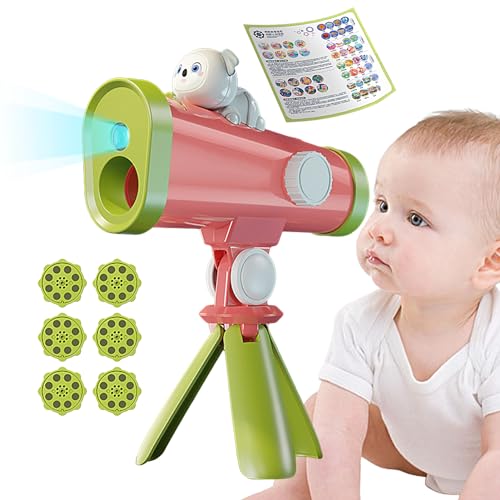 Gomice Verhaalprojector voor kinderen 2 in 1 handbediende diaprojector voor kinderen met statief   Grappige kindertelescoop, creatieve zaklampprojector voor lesgeven, jongens, meisjes van 3-7 jaar