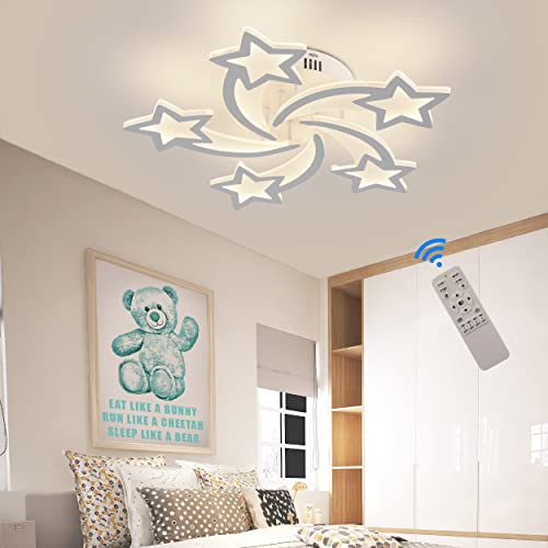 STCH LED Plafondlamp, Kinderplafondlampen, Meisje Plafondlamp, Jongen Plafondlampen, Ø65cm Dimbaar 3000-6000K met Afstandsbediening, Moderne Plafondlamp voor Kinderkamer Babykamer Slaapkamer, 56W