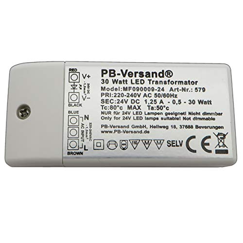 Packard Bell LED lamp mini transformator 24 Volt DC 30 Watt (H 20mm) gelijkspanning voeding driver transformator driver laagspanning LED transformator