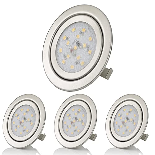 Sweet Led Zoete Led 4x Meubelinbouwspots plat 3W LED 230V IP20 Inbouwspots Meubelverlichting Meubel-Inbouwspots Inbouwlamp Inbouwspot ultra plat, mini, 3000k Warm Wit