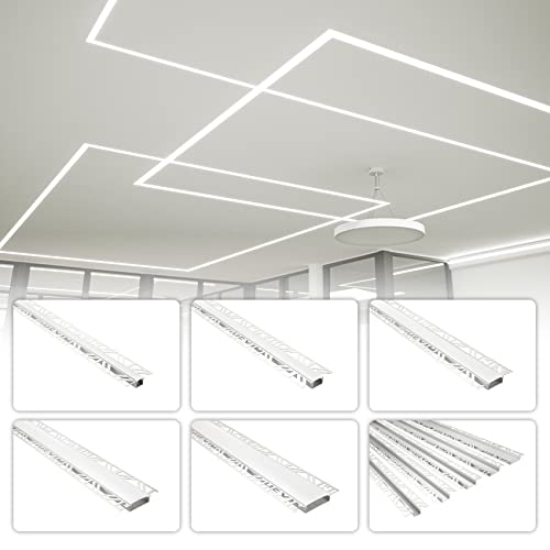 HEXIM LED aluminium profiel Rigips gipsplaten profiel 12 mm diep incl. afdekking verschillende breedtes (20 meter, 12 mm lichtbreedte) gipsplaat LED strips muur pleisterwerk