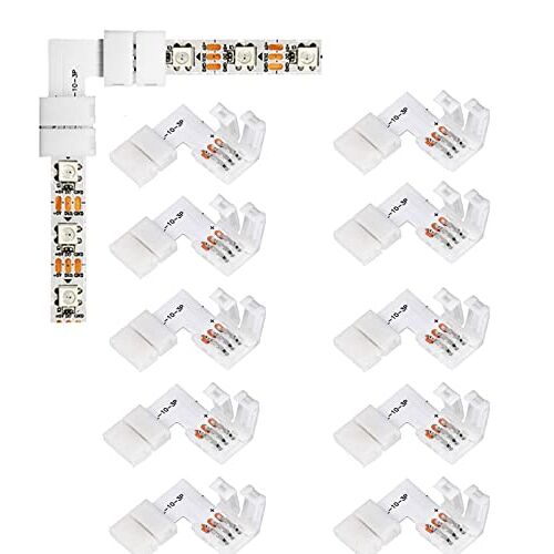 ENQIMAOYI L Vorm 3 Pin Haakse Hoek Soldeerloze Connectoren 3Pin 10mm LED Licht Connector 3pin L Connectoren voor WS2811 WS2812B SK6812 LED Strip (3PIN-10)