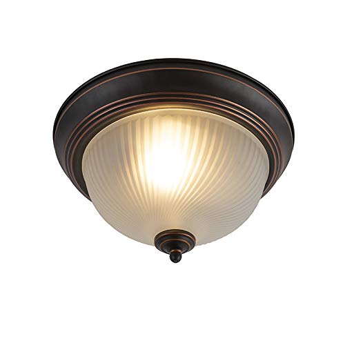 Qazqa Klassiek   Antiek Klassieke plafondlamp bruin opaal Classico   Woonkamer   Slaapkamer   Keuken Glas Rond  Bol E27 Geschikt voor LED Max. 1 x 60 Watt