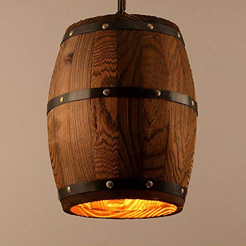 SHZICMY Houten wijnvat hanglamp retro hanglamp industriële hanglamp E27 hanglamp voor woonkamer keuken, zonder lamp