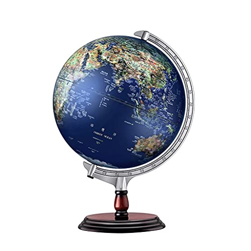 LYUN Wereldbollen Desktop Wereldbol Met Blauwe Oceanen Verlichte Wereldbol Met Houten Standaard 7,8" Of 11,8" Oplichtende Wereldbol Voor Kinderen wereldbol decoratie (Color : 30cm with light)