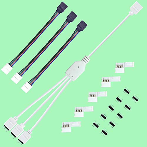 RUNCCI-YUN Ledstripverbindingskit, led-splinters, LED-stripverdeler, LED-strip splitter kabel, LED-strip connector, RGB verdeler, 1 op 3 LED-splitter voor 4-polige RGB ledstrips