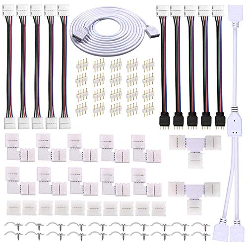 Fivetwofive LED-stripaansluitset voor RGB 5050 ledstrips, een 4-polige 10 mm splitter, 2-weg splitter, doe-het-zelf accessoires voor RGB ledstrips