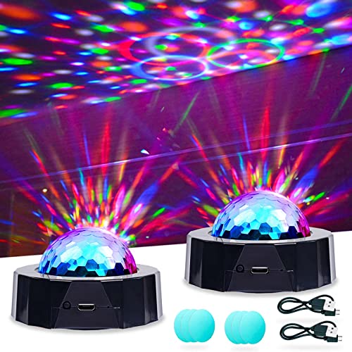 Bonlux Disco verlichting voor feesten Multi Colour Mini Disco Ball Light Draagbare LED Home Disco Lichten Geluid Geactiveerde DJ-verlichting, 2-Pack USB Oplaadbare Disco Lichten voor kinderen, Auto, DJ, Partij, Bar, Kerstmis