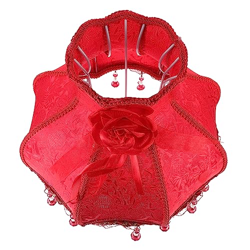 OSKOE Lampenkap Geschulpte Lampenkap Desktop Decor Victoriaans Decor Bloemen Lampenkap Hangende Lampenkap Decor Bell Lampenkap Hotel Lampenkap Lampenkappen for Vloerlamp Vloerlamp Cover (Color : Rosso, Si