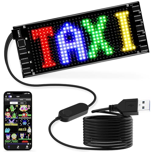 Qnoavve Mini LED-vlag, 17 x 7 cm flexibele LED-matrix USB 5V Bluetooth-applicatie Licentiebeheer DIY programmeerbare rollende LED-vlag voor bruiloft, autofeest