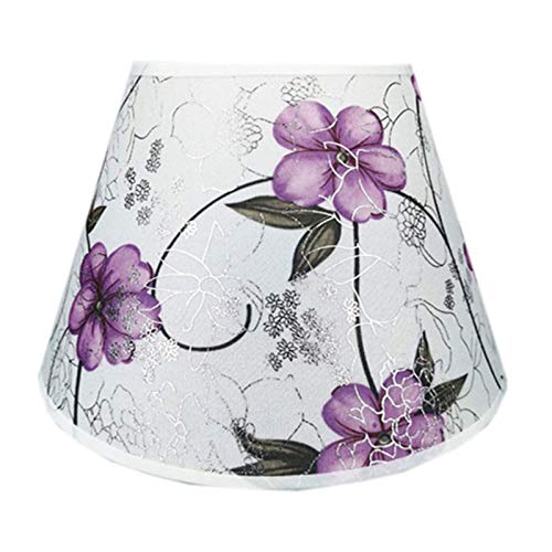CWCQGH Traditionele lampenkap van PVC-stof, geschikt voor tafellamphangers, E27-lamphouder, paarse bloemlampenkap (22 cm)