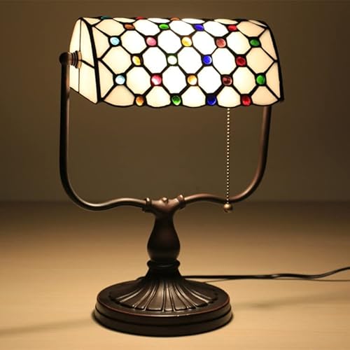 XTZYGLFD Tiffany Style Tafellamp Tiffany Retro Banklamp Bureaulamp Europese Creatieve Bar Cafe Western Restaurant Glas-in-loodlamp