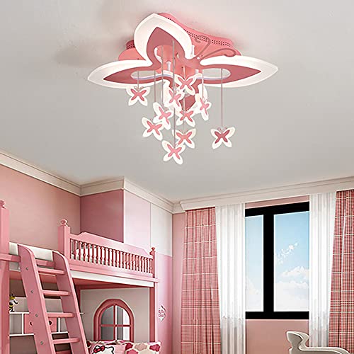 qudkdhs Creatief vlinderlicht cartoon LED-plafondlamp roze acryl meisje decor hangende vlinders hanglampen voor kinderkamer kinderkamer wit licht