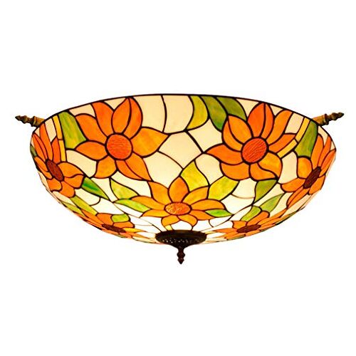 SaryEdge Tiffany stijl semi-plafondlamp 22-inch zon bloem plafondlamp glas-in-lood plafondlampen voor woonkamer slaapkamer gangpad gang plafondlamp