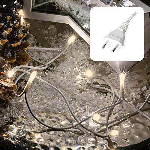 Hellum Lichtsnoer 10 leds, 1,35 m lengte, lichtketting binnen, klassiek warmwit, 59 lm, lichtketting wit met stekker, kerstboomlichtketting 579109