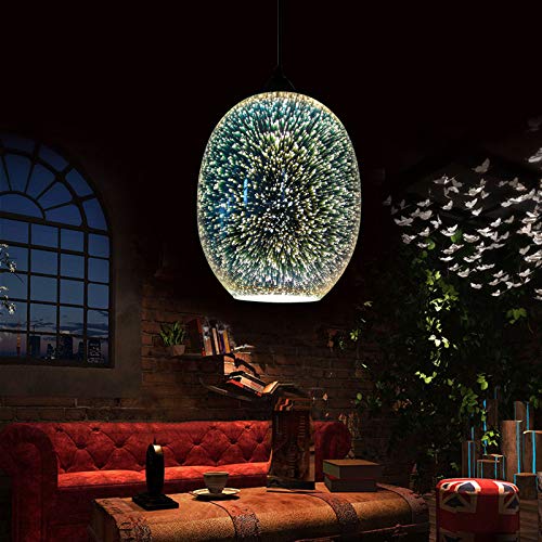 DIFU Lampenkap hanglamp hanglamp 3D glas effectlamp modern creatieve verlichting E27 kroonluchter voor woonkamer slaapkamer (zonder gloeilamp