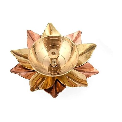 Zap Impex Messing olielamp messing Deep Diya Indiase olielamp Diwali Puja lamp Akhand Lotus Diya (1)