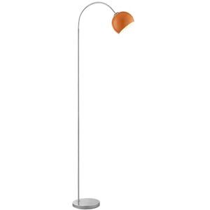 Brilliant Staande lamp Helen, E27 fitting, 170 cm hoogte, 23 cm breedte, 51 cm diepte, gebogen arm, metaal, chroom met oranje kap, ideaal voor woonkamer en leeshoek, retro design Brilliant Staande lamp Helen, E27 fitting, 170 cm hoogte, 23 cm breedte, 51 cm diepte, gebogen arm, metaal, chroom met oranje kap, ideaal voor woonkamer en leeshoek, retro design