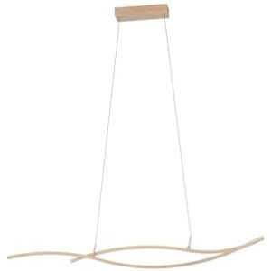 Eglo LED hanglamp Grisolia, pendellamp boven eettafel, gebogen eetkamerlamp, woonkamerlamp van metaal en kunststof in houtlook, warm wit, 140 cm Eglo LED hanglamp Grisolia, pendellamp boven eettafel, gebogen eetkamerlamp, woonkamerlamp van metaal en kunststof in houtlook, warm wit, 140 cm