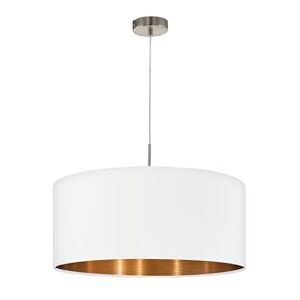 Eglo Hanglamp Pasteri, 1-pits textiel hanglamp van staal en stof, kleur: nikkel mat, wit, koper, fitting: E27, Ø: 53 cm Eglo Hanglamp Pasteri, 1-pits textiel hanglamp van staal en stof, kleur: nikkel mat, wit, koper, fitting: E27, Ø: 53 cm