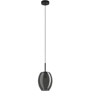 Eglo Hanglamp Cadaques, pendelarmatuur voor eettafel, metalen hanglamp in zwart met zwart-transparant gerookt glas, hanglamp voor eetkamer, E27 fitting, Ø 18 cm Eglo Hanglamp Cadaques, pendelarmatuur voor eettafel, metalen hanglamp in zwart met zwart-transparant gerookt glas, hanglamp voor eetkamer, E27 fitting, Ø 18 cm