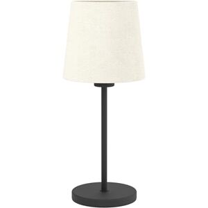 Eglo tafellamp Febres, nachtlampje met stoffen lampenkap, tafel lamp slaapkamer, woonkamerlamp van metaal in zwart en bouclé stof in wit, E27 fitting Eglo tafellamp Febres, nachtlampje met stoffen lampenkap, tafel lamp slaapkamer, woonkamerlamp van metaal in zwart en bouclé stof in wit, E27 fitting