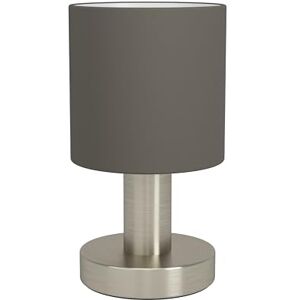 Eglo Monetto Tafellamp, kleine decoratieve tafellamp voor de woonkamer, elegante nachtlampje, slaapkamerlamp zilver met stoffen lampenkap in cappuccino, E14-fitting, H 18 cm Eglo Monetto Tafellamp, kleine decoratieve tafellamp voor de woonkamer, elegante nachtlampje, slaapkamerlamp zilver met stoffen lampenkap in cappuccino, E14-fitting, H 18 cm