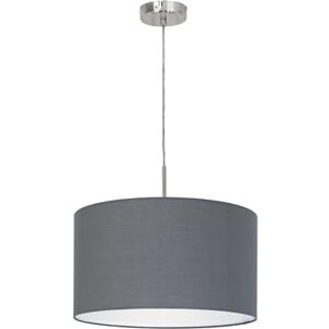 Eglo Pasteri Hanglamp, met textiel, voor boven eettafel, hangende plafondlamp van metaal in zilver met grijze stoffen lampenkap, E27-fitting, Ø 38 cm Eglo Pasteri Hanglamp, met textiel, voor boven eettafel, hangende plafondlamp van metaal in zilver met grijze stoffen lampenkap, E27-fitting, Ø 38 cm