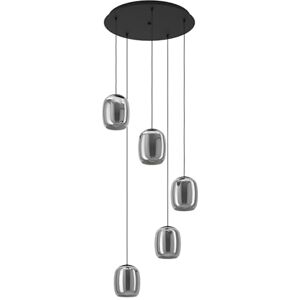 Eglo Ciampino Lampa wisząca nad stół w jadalni z 5 punktami świetlnymi, elegancka lampa do jadalni wykonana z metalu w kolorze czarnym i przydymionego szkła, oprawka E27, Ø 54 cm Eglo Ciampino Lampa wisząca nad stół w jadalni z 5 punktami świetlnymi, elegancka lampa do jadalni wykonana z metalu w kolorze czarnym i przydymionego szkła, oprawka E27, Ø 54 cm