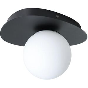 Eglo LED Wandlamp Castrivido, wandlamp badkamer, badlamp metaal zwart, witte glazen bol, inclusief G9 warmwit licht, IP44 Eglo LED Wandlamp Castrivido, wandlamp badkamer, badlamp metaal zwart, witte glazen bol, inclusief G9 warmwit licht, IP44