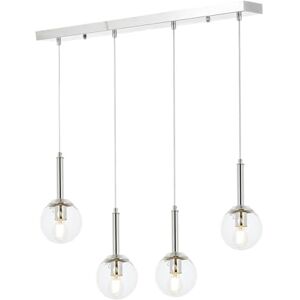Opviq Scandinavische kroonluchter met chroom afwerking, 90 cm lengte, 70 x 13 cm, metalen behuizing, glazen kap, 4 x E27 Max 6 W, elegante verlichting voor moderne ruimtes Opviq Scandinavische kroonluchter met chroom afwerking, 90 cm lengte, 70 x 13 cm, metalen behuizing, glazen kap, 4 x E27 Max 6 W, elegante verlichting voor moderne ruimtes