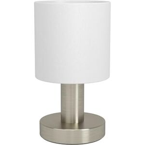 Eglo Monetto Tafellamp, kleine decoratieve tafellamp voor woonkamer, elegante nachtlampje, slaapkamerlamp zilver met stoffen lampenkap in wit, E14-fitting, H 18 cm Eglo Monetto Tafellamp, kleine decoratieve tafellamp voor woonkamer, elegante nachtlampje, slaapkamerlamp zilver met stoffen lampenkap in wit, E14-fitting, H 18 cm