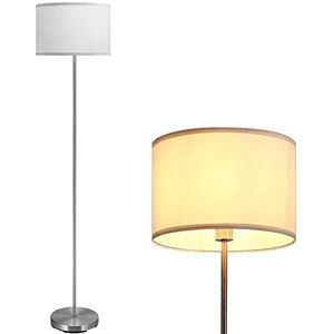 BAKAJI Staande lamp, E27, max. 60 W, ronde voet van verchroomd metaal, stoffen lampenkap, modern design, voetontsteking, hoogte 160 cm (wit) BAKAJI Staande lamp, E27, max. 60 W, ronde voet van verchroomd metaal, stoffen lampenkap, modern design, voetontsteking, hoogte 160 cm (wit)